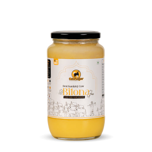GauSagar A2 Desi Kankrej Cow Bilona Ghee 1000 ML Glass Jar